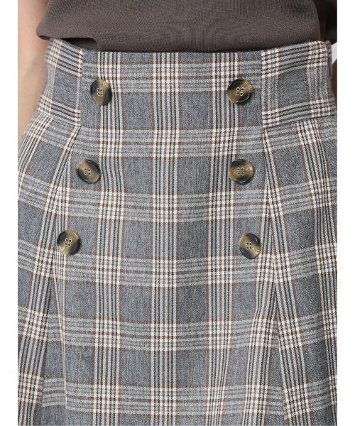 m.f.editorial（エムエフエディトリアル）の「【 ストレッチ ウォッシャブル】m.f.エディトリアル レディースボタンデザイン チェック柄フレアースカート（スカート・レディース・ベージュ/グレー・S/MEDIUM/LARGE）」の8枚目の写真