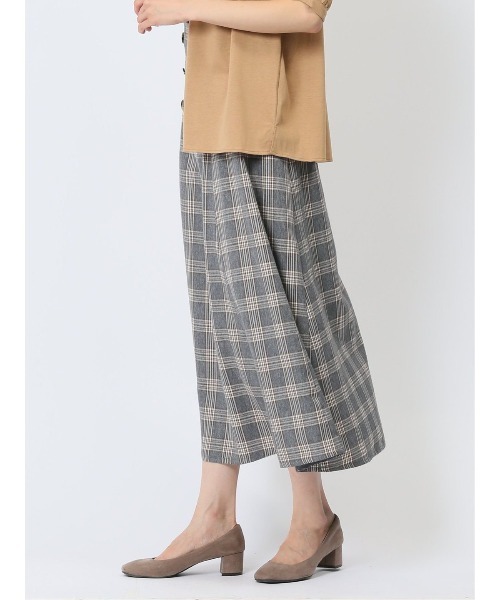 m.f.editorial（エムエフエディトリアル）の「【 ストレッチ ウォッシャブル】m.f.エディトリアル レディースボタンデザイン チェック柄フレアースカート（スカート・レディース・ベージュ/グレー・S/MEDIUM/LARGE）」の9枚目の写真