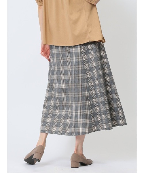 m.f.editorial（エムエフエディトリアル）の「【 ストレッチ ウォッシャブル】m.f.エディトリアル レディースボタンデザイン チェック柄フレアースカート（スカート・レディース・ベージュ/グレー・S/MEDIUM/LARGE）」の10枚目の写真