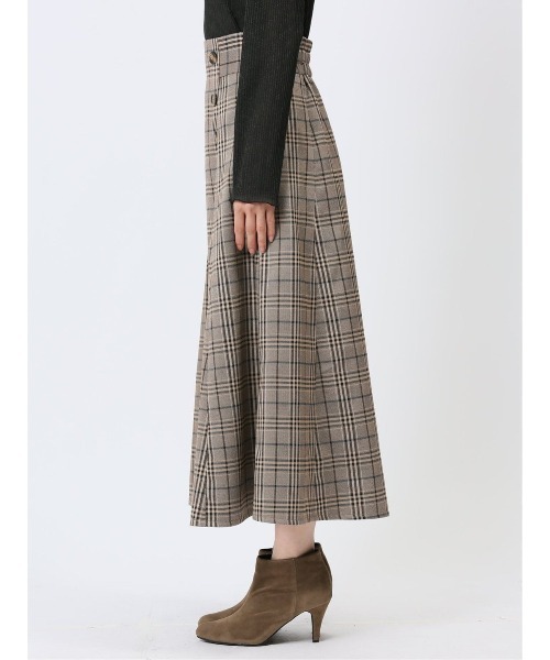 m.f.editorial（エムエフエディトリアル）の「【 ストレッチ ウォッシャブル】m.f.エディトリアル レディースボタンデザイン チェック柄フレアースカート（スカート・レディース・ベージュ/グレー・S/MEDIUM/LARGE）」の15枚目の写真