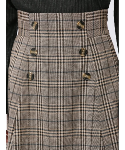 m.f.editorial（エムエフエディトリアル）の「【 ストレッチ ウォッシャブル】m.f.エディトリアル レディースボタンデザイン チェック柄フレアースカート（スカート・レディース・ベージュ/グレー・S/MEDIUM/LARGE）」の17枚目の写真