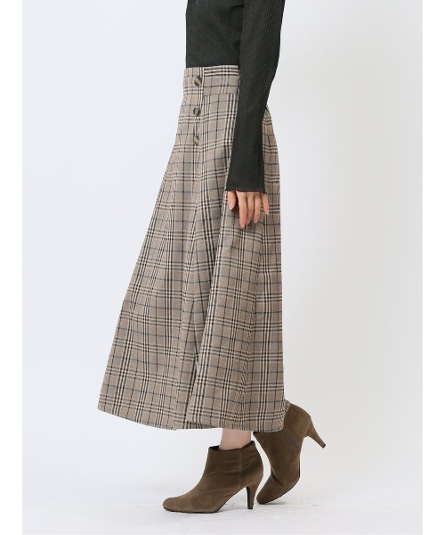 m.f.editorial（エムエフエディトリアル）の「【 ストレッチ ウォッシャブル】m.f.エディトリアル レディースボタンデザイン チェック柄フレアースカート（スカート・レディース・ベージュ/グレー・S/MEDIUM/LARGE）」の19枚目の写真