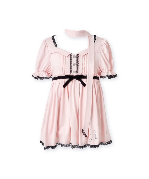 AVENCHUMU(アバンチュウム)の「Neck ribbon & heart bijou baby doll(ワンピース・レディース・ピンク/ブラック・FREE)」の2枚目の写真