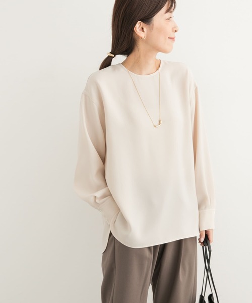 URBAN RESEARCH DOORS（アーバンリサーチドアーズ）の「ジョーゼットクルーネックブラウス（Tシャツ/カットソー・レディース・ベージュ系その他/ブラック/オフホワイト・MEDIUM）」の3枚目の写真