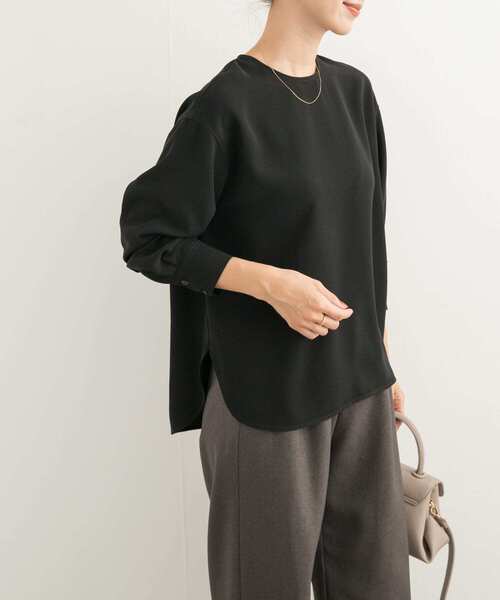 URBAN RESEARCH DOORS（アーバンリサーチドアーズ）の「ジョーゼットクルーネックブラウス（Tシャツ/カットソー・レディース・ベージュ系その他/ブラック/オフホワイト・MEDIUM）」の14枚目の写真