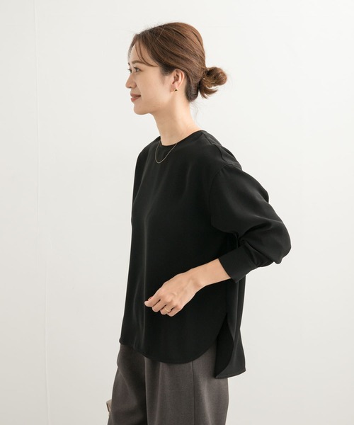 URBAN RESEARCH DOORS（アーバンリサーチドアーズ）の「ジョーゼットクルーネックブラウス（Tシャツ/カットソー・レディース・ベージュ系その他/ブラック/オフホワイト・MEDIUM）」の16枚目の写真