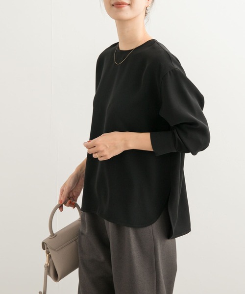 URBAN RESEARCH DOORS（アーバンリサーチドアーズ）の「ジョーゼットクルーネックブラウス（Tシャツ/カットソー・レディース・ベージュ系その他/ブラック/オフホワイト・MEDIUM）」の17枚目の写真