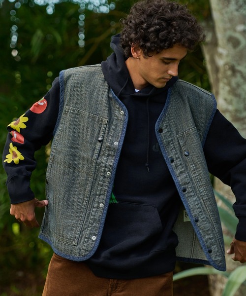 AOZORA（アオゾラ）の「AOZORA/アオゾラ　刺し子デニムベスト（ベスト・メンズ・オリーブ/インディゴブルー・MEDIUM/LARGE）」の20枚目の写真