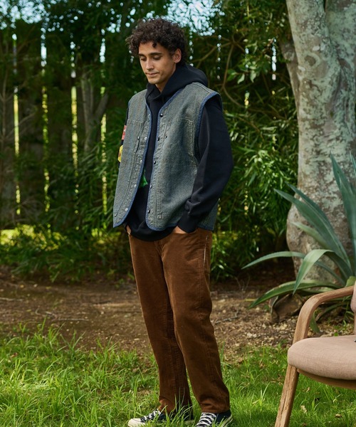 AOZORA（アオゾラ）の「AOZORA/アオゾラ　刺し子デニムベスト（ベスト・メンズ・オリーブ/インディゴブルー・MEDIUM/LARGE）」の9枚目の写真