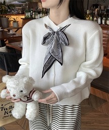 ホワイト スカーフ付き 半袖トップス セーラーカラーTシャツ（スカーフ付き） – RICORD