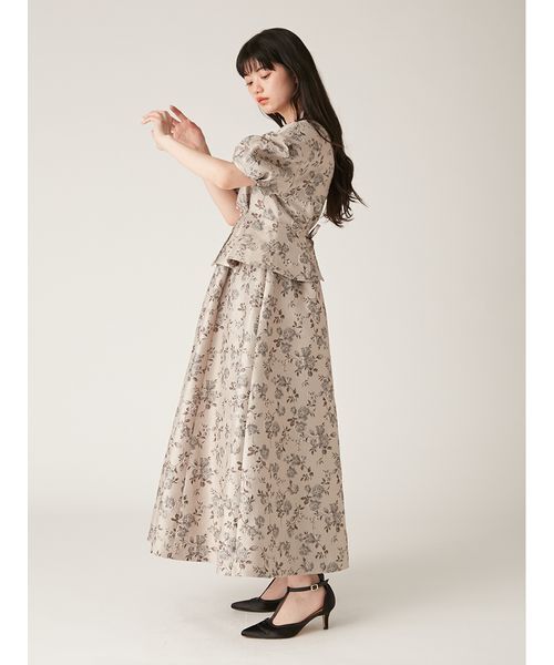 LILY BROWN(リリーブラウン)の「ヴィンテージローズジャガードドレス(ワンピース・レディース・ライム/グレイッシュベージュ・1/0)」の5枚目の写真