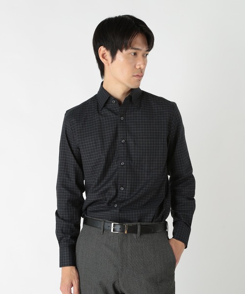 CROWDED CLOSET(クラウデッドクローゼット)の「コットングラフチェックストレッチシャツ(シャツ/ブラウス・メンズ・ブラック/ホワイト・02/03)」の1枚目の写真