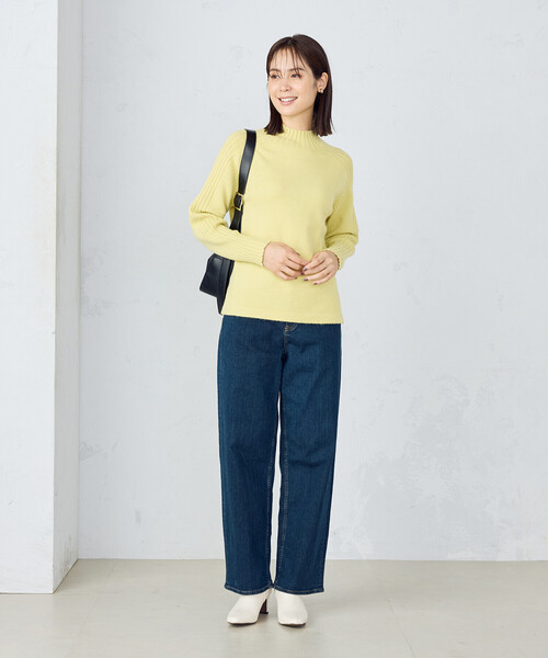 COMME CA ISM（コムサイズム）の「【ウォッシャブル】日本の色　ハイネックニット（ニット/セーター・レディース・オフホワイト/グレー/ブラック/イエロー×グリーン/サックスブルー・MEDIUM/LARGE）」の6枚目の写真