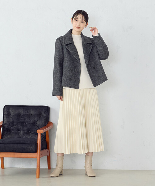 COMME CA ISM（コムサイズム）の「【ウォッシャブル】日本の色　ハイネックニット（ニット/セーター・レディース・オフホワイト/グレー/ブラック/イエロー×グリーン/サックスブルー・MEDIUM/LARGE）」の12枚目の写真