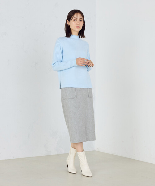 COMME CA ISM（コムサイズム）の「【ウォッシャブル】日本の色　ハイネックニット（ニット/セーター・レディース・オフホワイト/グレー/ブラック/イエロー×グリーン/サックスブルー・MEDIUM/LARGE）」の13枚目の写真