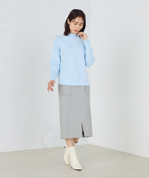 COMME CA ISM（コムサイズム）の「【ウォッシャブル】日本の色　ハイネックニット（ニット/セーター・レディース・オフホワイト/グレー/ブラック/イエロー×グリーン/サックスブルー・MEDIUM/LARGE）」の14枚目の写真