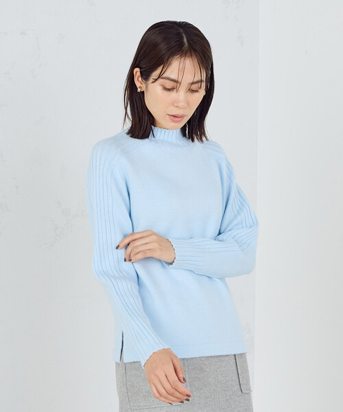 COMME CA ISM（コムサイズム）の「【ウォッシャブル】日本の色　ハイネックニット（ニット/セーター・レディース・オフホワイト/グレー/ブラック/イエロー×グリーン/サックスブルー・MEDIUM/LARGE）」の15枚目の写真