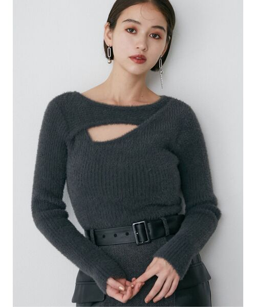 【セール】シャギーアシメクロスニット（ニット/セーター）｜MURUA（ムルーア）