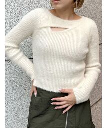 シャギーアシメクロスニット