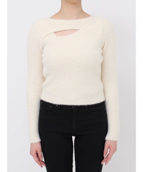 MURUA(ムルーア)の「シャギーアシメクロスニット(ニット/セーター・レディース・アイボリー/グレー/レッド/ブルー・FREE)」の11枚目の写真