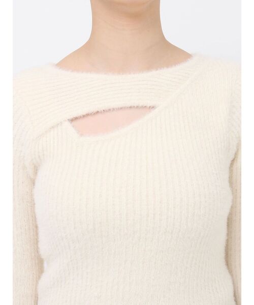 MURUA(ムルーア)の「シャギーアシメクロスニット(ニット/セーター・レディース・アイボリー/グレー/レッド/ブルー・FREE)」の14枚目の写真