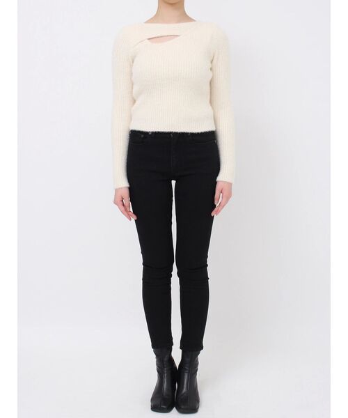 MURUA(ムルーア)の「シャギーアシメクロスニット(ニット/セーター・レディース・アイボリー/グレー/レッド/ブルー・FREE)」の6枚目の写真