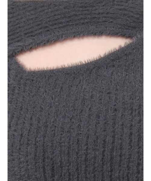 MURUA(ムルーア)の「シャギーアシメクロスニット(ニット/セーター・レディース・アイボリー/グレー/レッド/ブルー・FREE)」の7枚目の写真