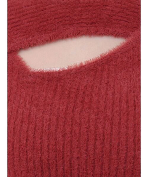 MURUA(ムルーア)の「シャギーアシメクロスニット(ニット/セーター・レディース・アイボリー/グレー/レッド/ブルー・FREE)」の8枚目の写真