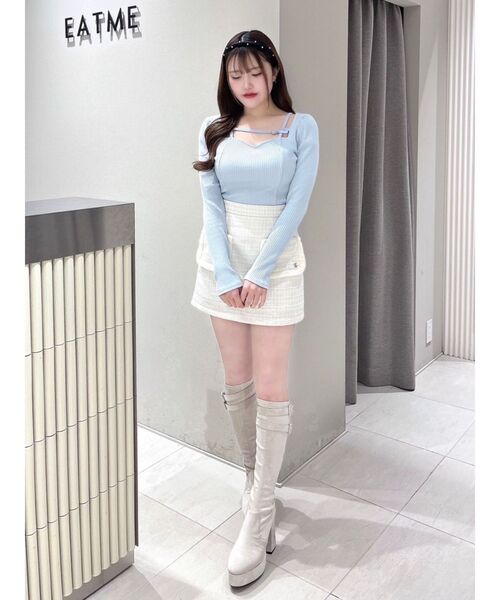 EATME（イートミー）の「ベルテッドリブTOP（Tシャツ/カットソー・レディース・グレー/ブラック/ライトブルー・FREE）」の22枚目の写真