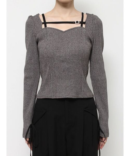 EATME（イートミー）の「ベルテッドリブTOP（Tシャツ/カットソー・レディース・グレー/ブラック/ライトブルー・FREE）」の20枚目の写真