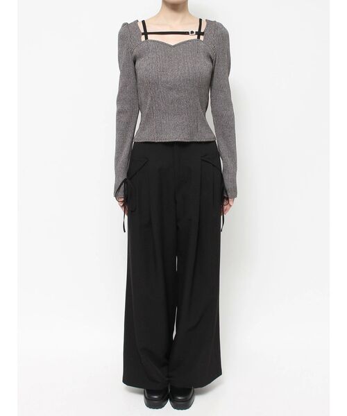 EATME（イートミー）の「ベルテッドリブTOP（Tシャツ/カットソー・レディース・グレー/ブラック/ライトブルー・FREE）」の13枚目の写真