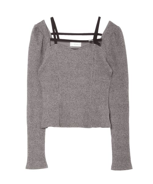 EATME（イートミー）の「ベルテッドリブTOP（Tシャツ/カットソー・レディース・グレー/ブラック/ライトブルー・FREE）」の6枚目の写真