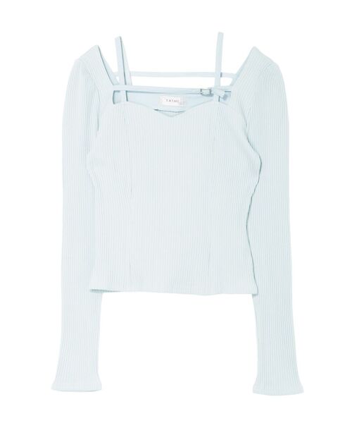 EATME（イートミー）の「ベルテッドリブTOP（Tシャツ/カットソー・レディース・グレー/ブラック/ライトブルー・FREE）」の4枚目の写真