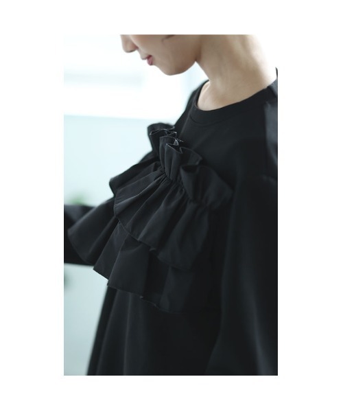Sawa a la mode(サワアラモード)の「フリルドッキングペプラムトップス(Tシャツ/カットソー・レディース・ブラック/グレー・FREE)」の17枚目の写真