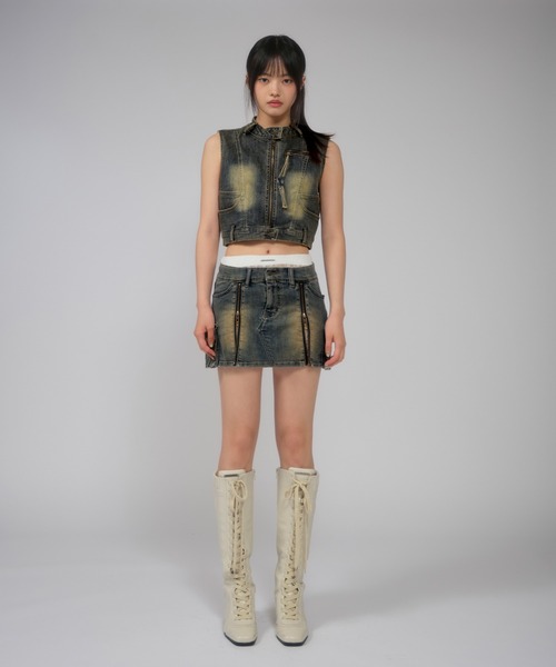 ACLENT（アクレント）の「ジップスリットデニムミニスカートⅡ