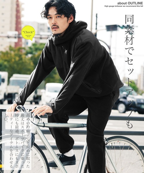 jiggys shop（ジギーズショップ）の「フリース×タフタ切替ハーフZIPプルオーバーパーカー フーディー（パーカー・メンズ・チャコールグレー/ブラック・MEDIUM/LARGE/X-LARGE）」の13枚目の写真