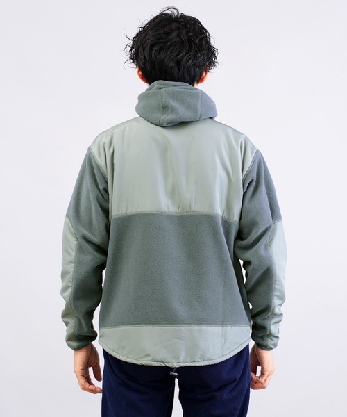 jiggys shop（ジギーズショップ）の「フリース×タフタ切替ハーフZIPプルオーバーパーカー フーディー（パーカー・メンズ・チャコールグレー/ブラック・MEDIUM/LARGE/X-LARGE）」の6枚目の写真