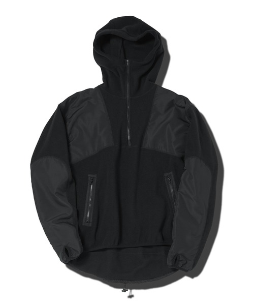 jiggys shop（ジギーズショップ）の「フリース×タフタ切替ハーフZIPプルオーバーパーカー フーディー（パーカー・メンズ・チャコールグレー/ブラック・MEDIUM/LARGE/X-LARGE）」の12枚目の写真