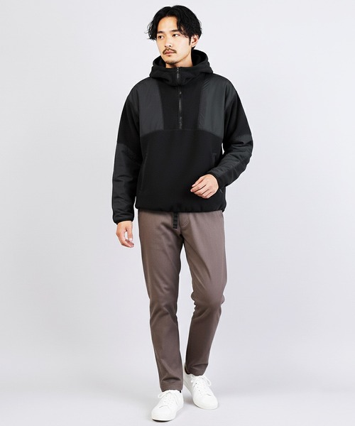 jiggys shop（ジギーズショップ）の「フリース×タフタ切替ハーフZIPプルオーバーパーカー フーディー（パーカー・メンズ・チャコールグレー/ブラック・MEDIUM/LARGE/X-LARGE）」の17枚目の写真