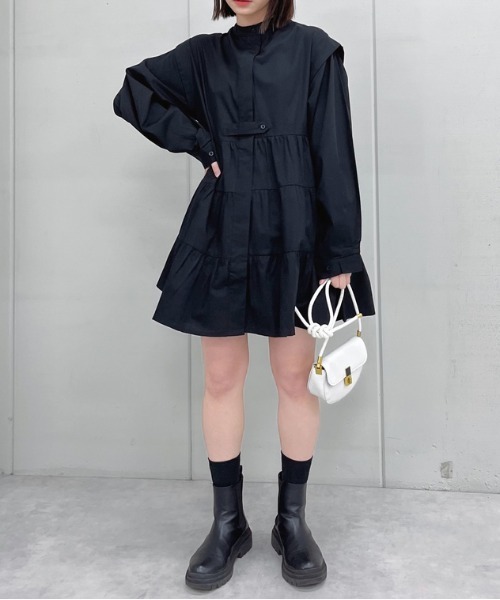 spiritoso(スピリトーゾ)の「【spiritoso】ティアードフレアチュニック(その他トップス・レディース・グレイッシュベージュ/ブラック/ホワイト・MEDIUM)」の10枚目の写真
