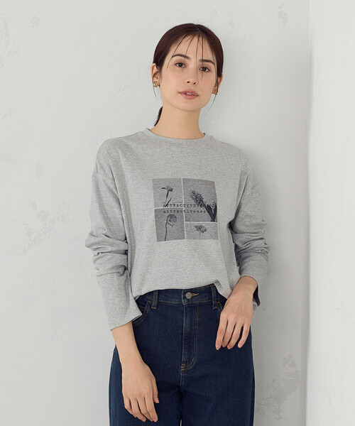 COMME CA ISM（コムサイズム）の「フラワープリント　Ｔシャツ（長袖）（Tシャツ/カットソー・レディース・グレー/ホワイト・MEDIUM/LARGE）」の7枚目の写真