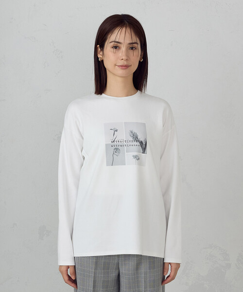 COMME CA ISM（コムサイズム）の「フラワープリント　Ｔシャツ（長袖）（Tシャツ/カットソー・レディース・グレー/ホワイト・MEDIUM/LARGE）」の8枚目の写真