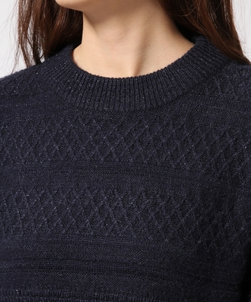 GLOBAL WORK（グローバルワーク）の「5ゲージラメジガラニットワンピース/568940（ワンピース・レディース・グレー/ホワイト/ネイビー・MEDIUM/LARGE）」の8枚目の写真