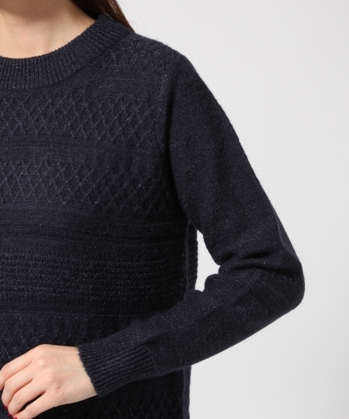 GLOBAL WORK（グローバルワーク）の「5ゲージラメジガラニットワンピース/568940（ワンピース・レディース・グレー/ホワイト/ネイビー・MEDIUM/LARGE）」の11枚目の写真