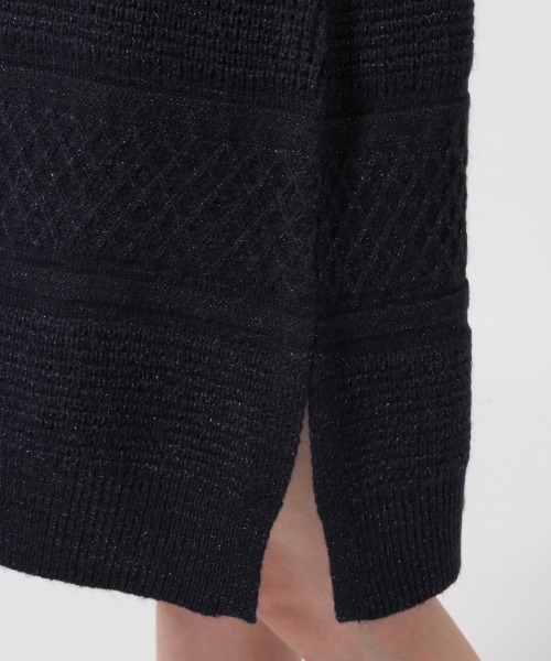 GLOBAL WORK（グローバルワーク）の「5ゲージラメジガラニットワンピース/568940（ワンピース・レディース・グレー/ホワイト/ネイビー・MEDIUM/LARGE）」の13枚目の写真