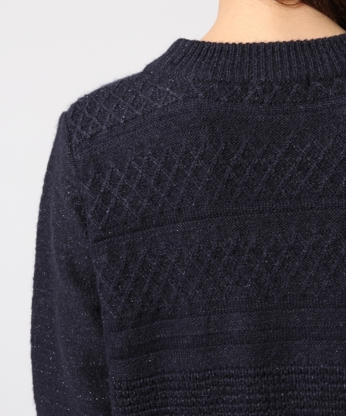 GLOBAL WORK（グローバルワーク）の「5ゲージラメジガラニットワンピース/568940（ワンピース・レディース・グレー/ホワイト/ネイビー・MEDIUM/LARGE）」の14枚目の写真