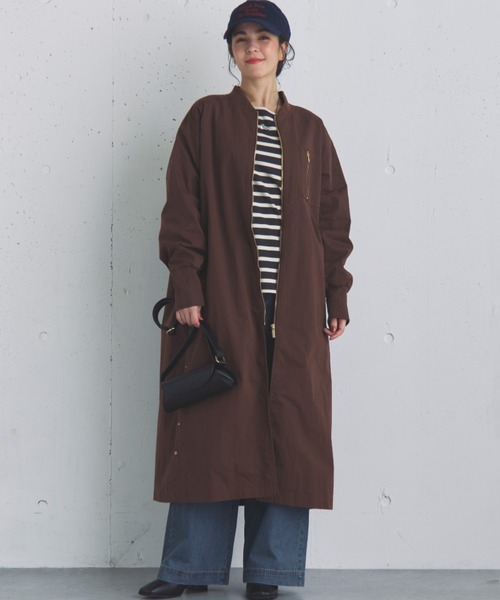 Doux archives（ドゥアルシーヴ）の「【名品】バックギャザーロングMA-1（その他アウター・レディース・グレイッシュベージュ/カーキ/モカ/ブラック/ブルー/ブラウン・FREE）」の2枚目の写真