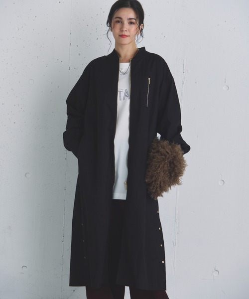 ワダ様Doux Archives バックギャザーロングMA-1ジップアップコート 名品】バックギャザーロングMA-1（その他アウター）｜DOUX