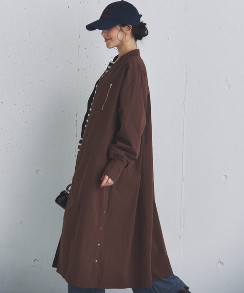 ワダ様Doux Archives バックギャザーロングMA-1ジップアップコート ワダ様Doux Archives バックギャザーロングMA-1ジップアップ