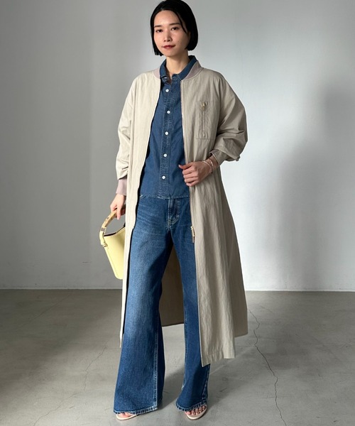 Doux archives（ドゥアルシーヴ）の「【名品】バックギャザーロングMA-1（その他アウター・レディース・グレイッシュベージュ/カーキ/モカ/ブラック/ブルー/ブラウン・FREE）」の11枚目の写真